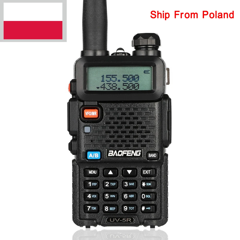 Абсолютно черный BAOFENG UV-5R рация VHF/UHF 136-174/400-520 MHz двухстороннее радио RU PL DE ES UK