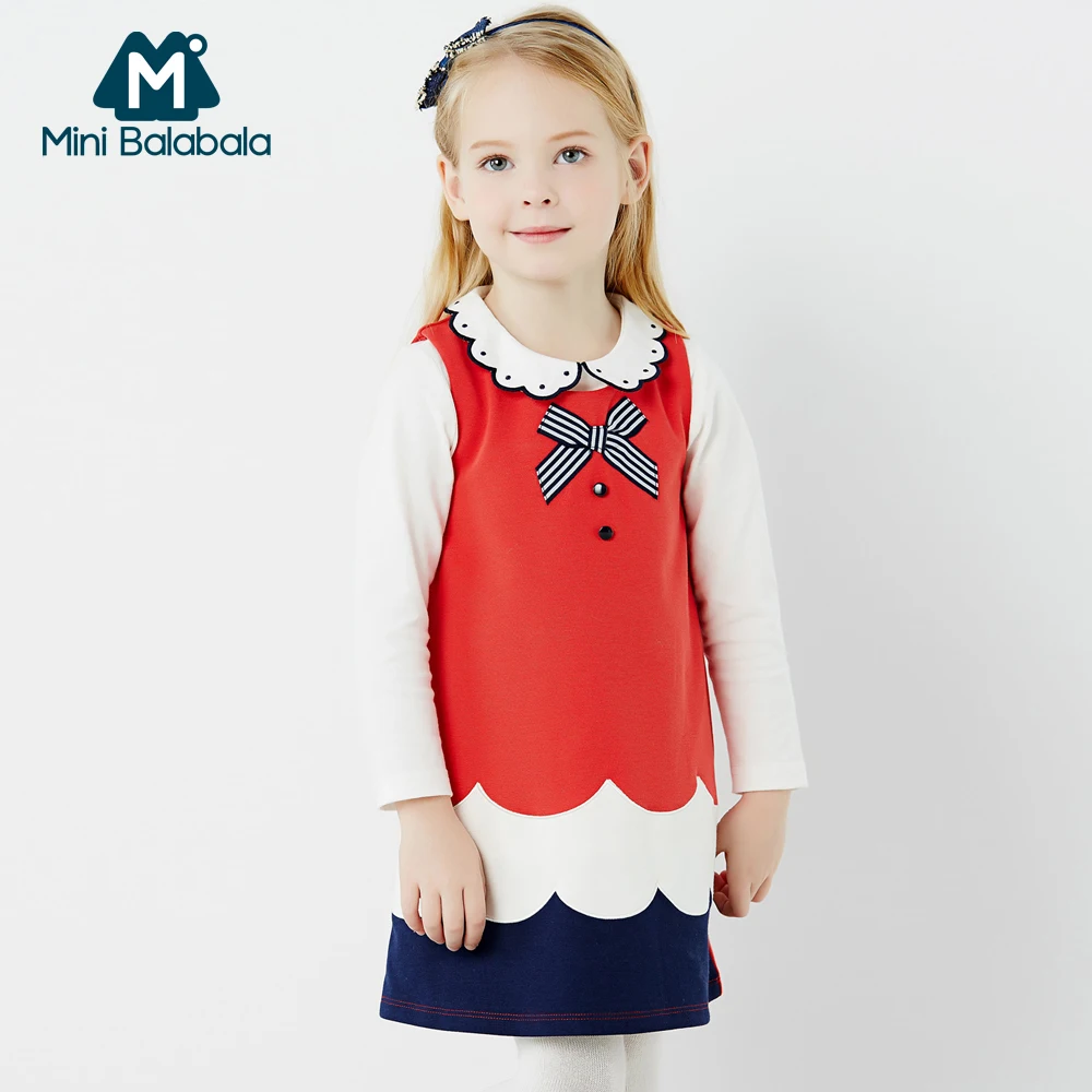 

Mini Balabala Baby Girls Sleeveless Princess Contrast Color Bowknot Beauty Dress Summer Soft Beach Infant Kids Toddler Clothing