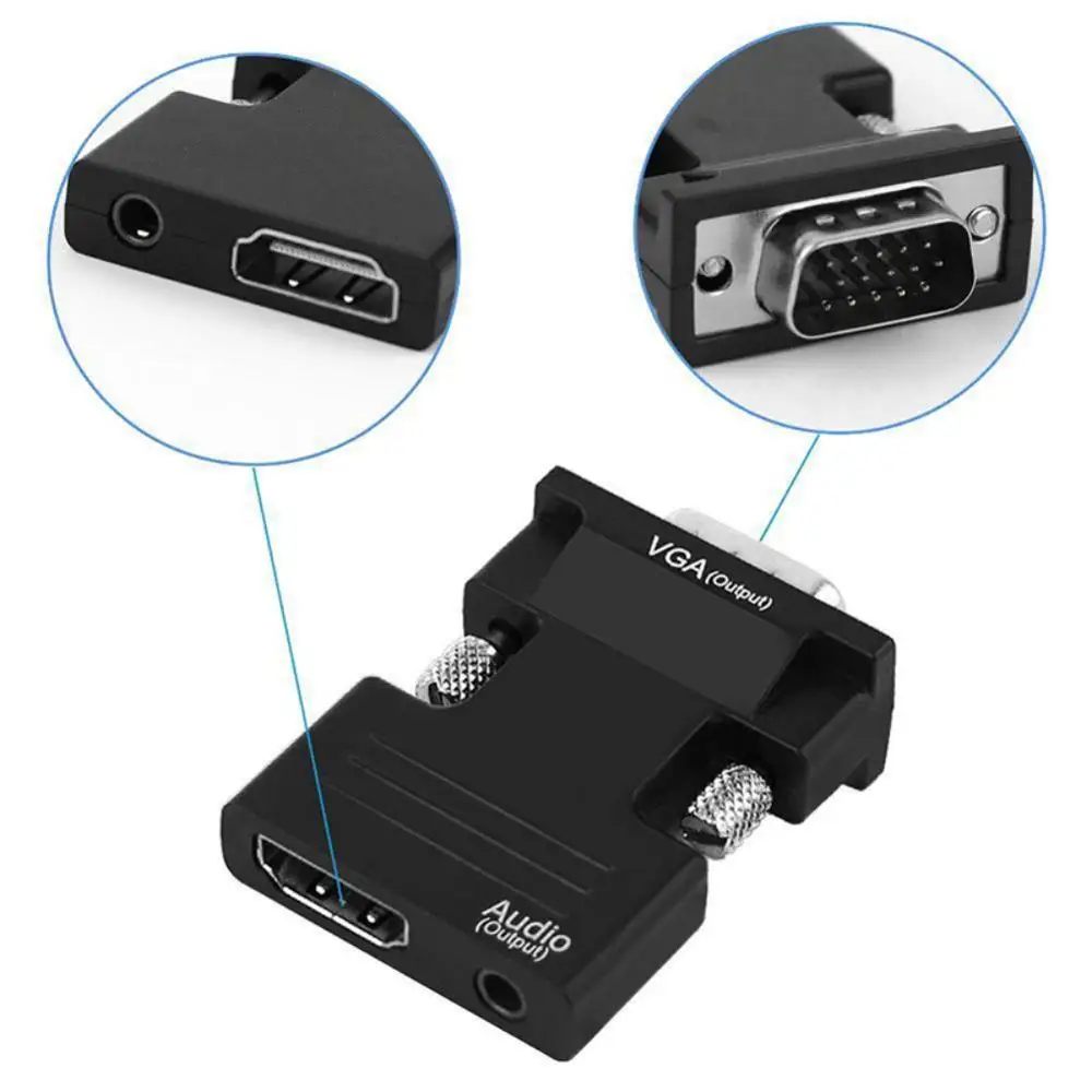 

VGA Male to HDMI Female Converter with Audio Adapter Cables 1080P for HDTV Monitor Projector PC PS3 Adapter Converter