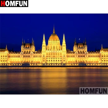 

HOMFUN Full Square/Round Drill 5D DIY Diamond Painting "Castle building" 3D Diamond Embroidery Cross Stitch Home Decor A19306
