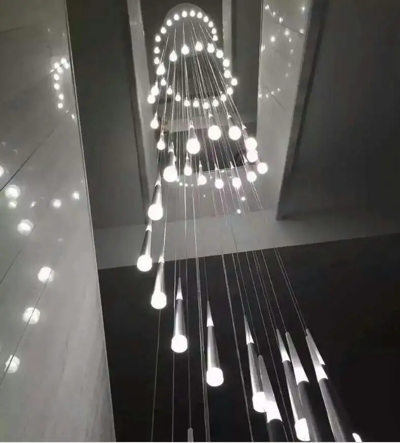 Современный домашний потолок Большая лестница люстра освещение AC175 240V LED