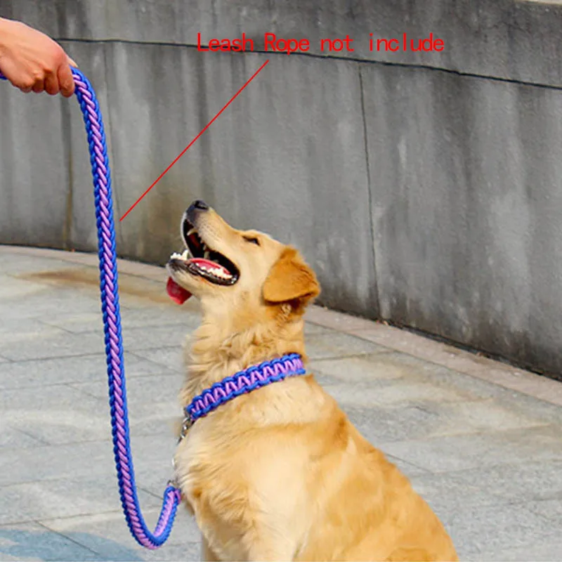 

New Nylon Large Dog Leads Durable Knitted Puppy Dog Collar with P Chain Pet Leashes For Walking Running Climbing Pet Supplies FG