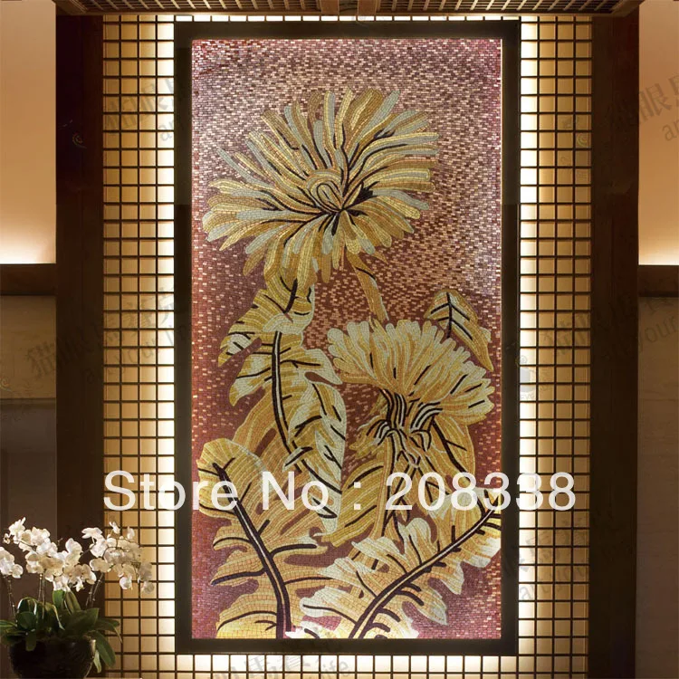 Buy Magnificent Flowers Glass Mosaic Tile Modern Art