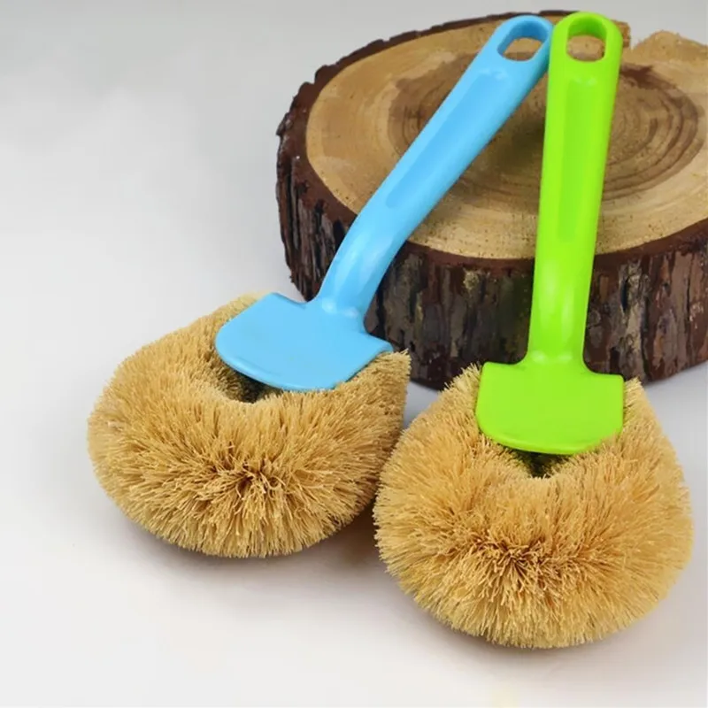 2pcs High quality natural coconut palm brush wash bowl pot brushes