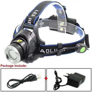 

High Bright XM-L T6 LED Headlamp Zoomable 3-mode Head Light Rechargeable 18650 Headlight Camping Running Head Torch Lamp