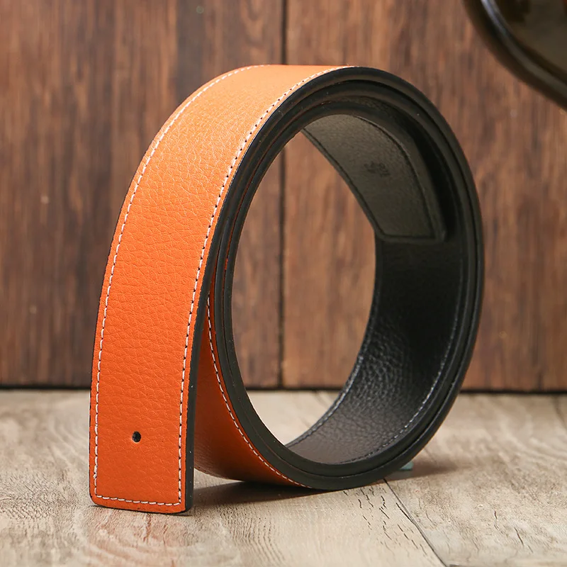 

Belt Men's Lychee Pattern H Smooth Buckle Youth Male Korean Version of The Tide Does Not Take The Lead Casual Wild Woman Belt