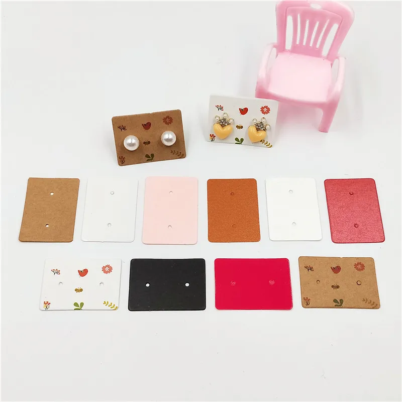 200Pcs/Lot 3.5x2.5cm Handmade Multiple Colors And Styles Paper Cardboard Jewelry Card Print Flowers Bird For Pack Women Earrings | Украшения