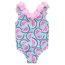 Детский милый купальник с принтом арбуза, лепестки, кружевные купальники, одежда для бассейна