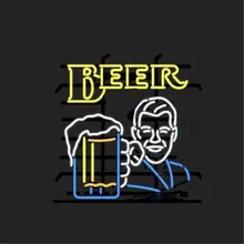 17*1" пивной человек неоновая вывеска Настоящее стекло пивной бар Паб Бильярд дисплей ресторанный магазин рождественские световые знаки