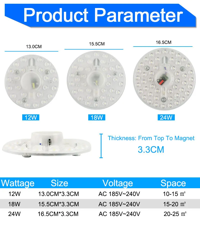Magnet Easy Install AC220V 12W 18W 24W LED module ceiling Round Recessed Grid leds Downlight White led Spot Indoor Light