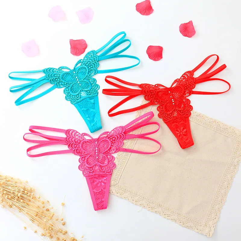 

Amazon hot sale briefs Butterfly sexy G-Strings panties Women's fashion lingerie hollow temptation thin Strings lace thong