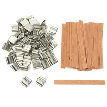 Mèche de bougie en bois avec languette de support, 50 pièces, 6mm 8mm 12.5mm 13mm, fourniture de cire de paraffine de soja