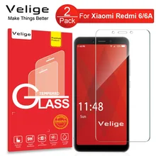 Защитная пленка Velige для экрана Xiaomi Redmi 6 6A Xiomi Redmi 6A из закаленного стекла 9H 2.5D, 2 упаковки