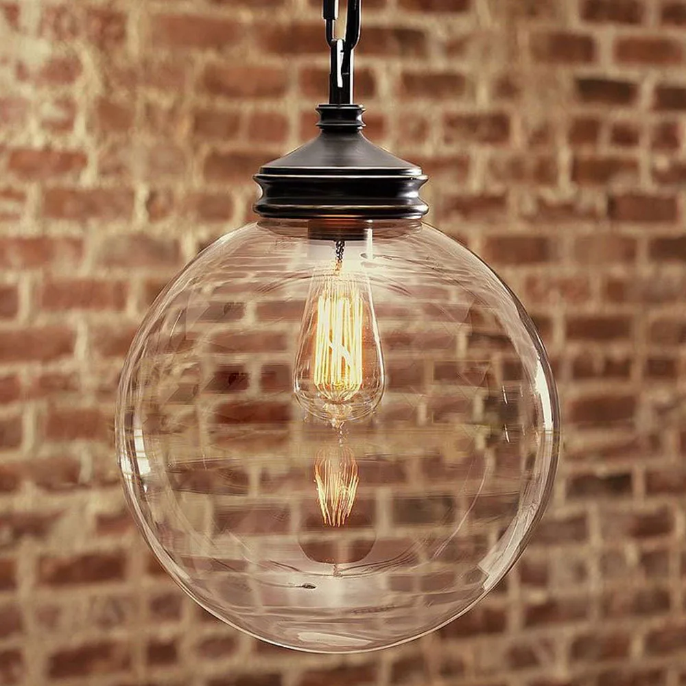 Glass Ball Pendant Light Clear Lamp Lampshade Vintage Lights Lighting