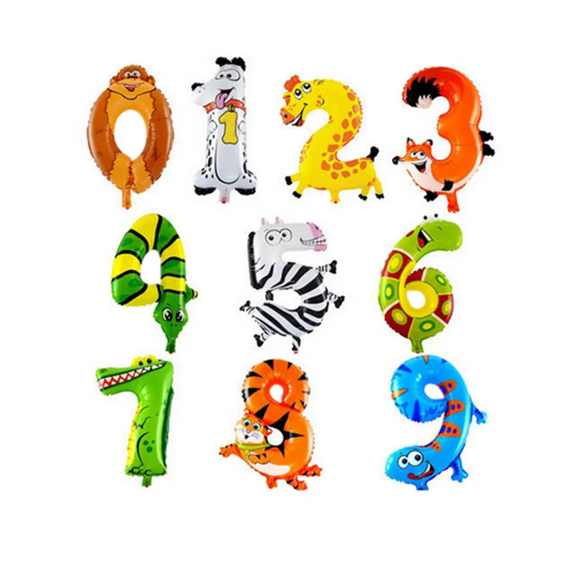 

BINGTIAN Cartoon Animal Number Balloons Kids Happy Birthday Party Decoration Balloon Digits Anniversary Wedding Decor Supplies