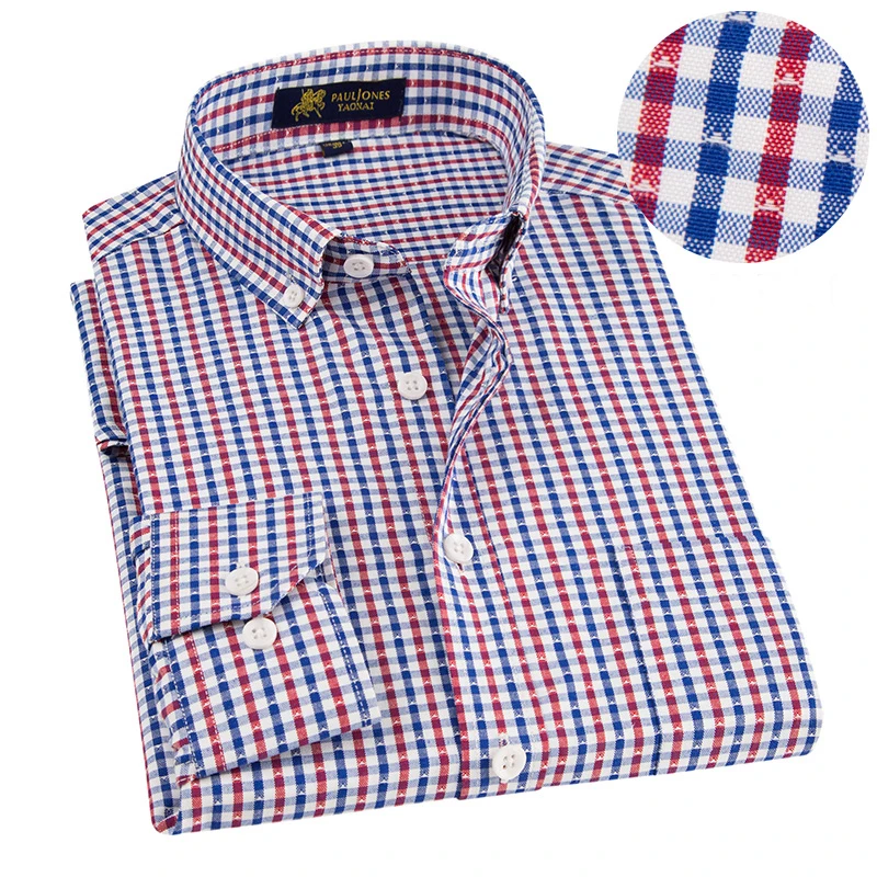 Мужская рубашка в клетку с отложным воротником и длинным рукавом|shirt small|fit shirtregular