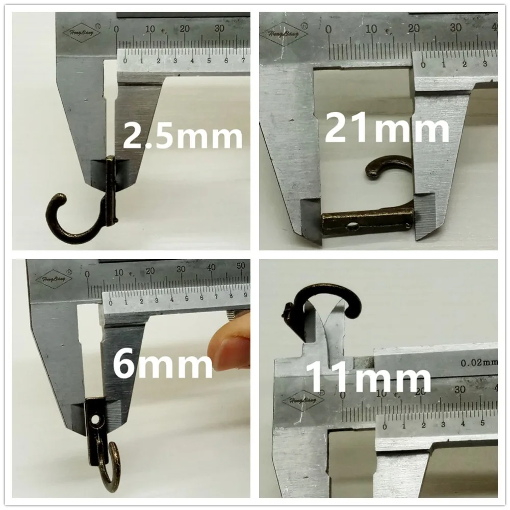 10 шт. 21 мм бронзовые металлические дверные настенные крючки, маленькие антикварные крючки, настенная вешалка, изогнутая Пряжка, рог, замок, застежка, крючок для дерева