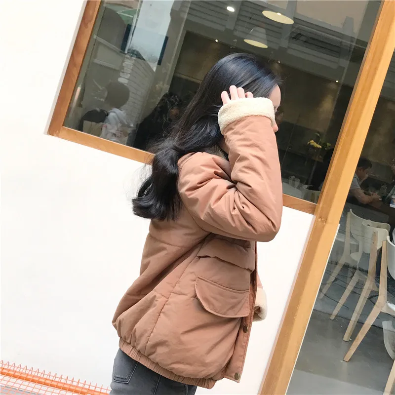 down puffer coat High Quality Wool Women Parkas Turn-down Collar Winter Short Coats Cotton Brown Vintage Jackets Fashion Coats Lu11 35 black puffer