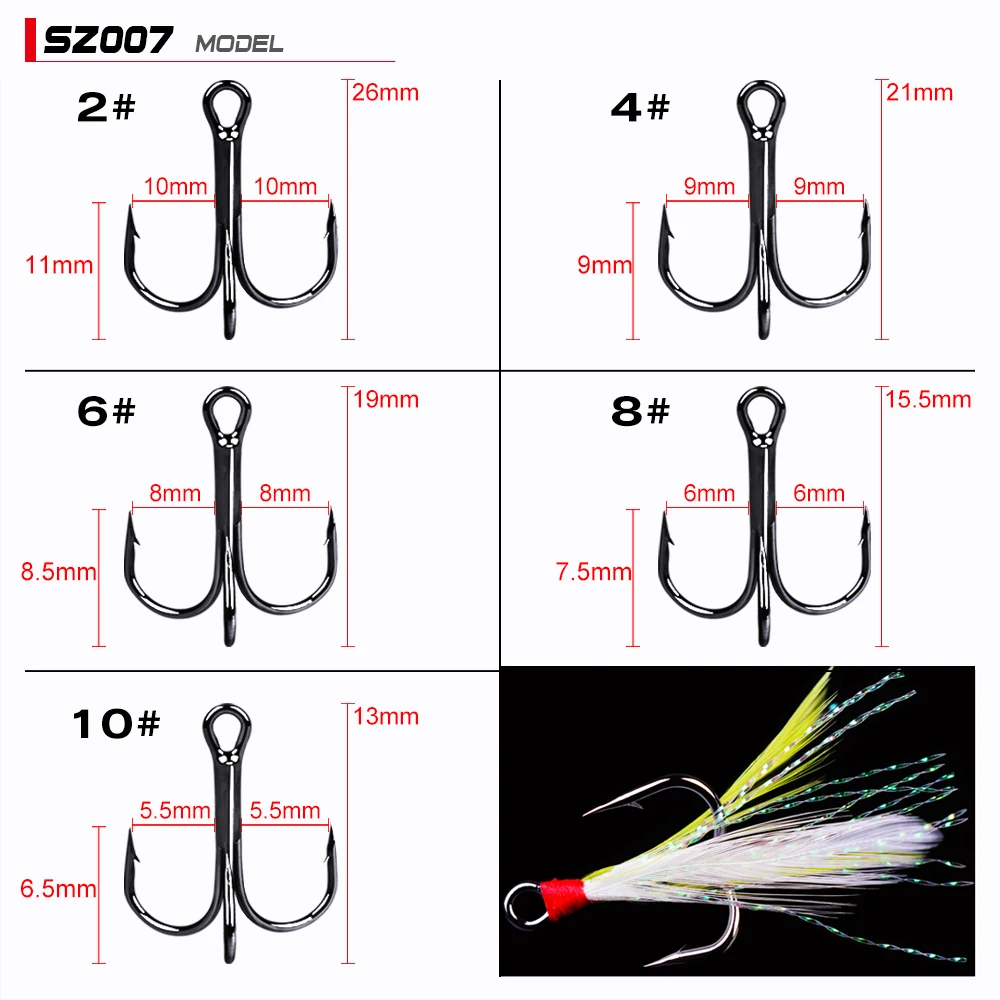 20 шт./лот рыболовный крючок 2#-10# Черный/Красный Рыболовный крючок с 6 цветами перо рыболовные снасти Крючки из высокоуглеродистой стали
