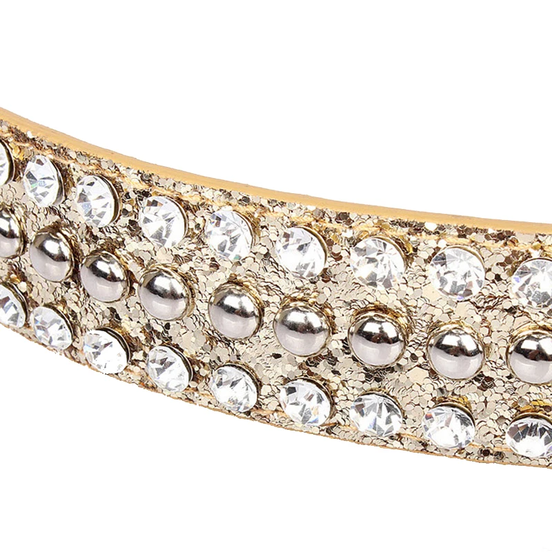  new fashion design leather belt for women rhinestone buckle belts women jean strap gold sliver colo