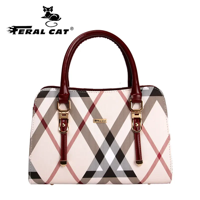 Women Bag 2017 Designer Doctor Bags Plaid Shoulder Handbags Top Handle Tote High Quality Famous Brand Free Shipping 6023