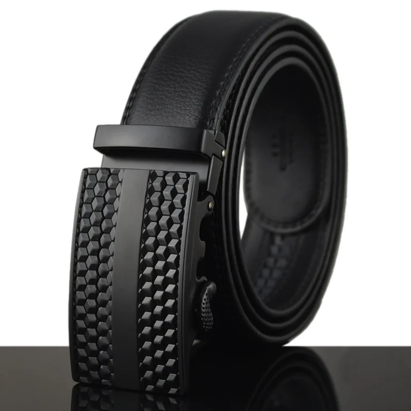 Бренд CETIRI, трендовые дизайнерские ремни для мужчин, скользящая Пряжка, трещотка, роскошный кожаный мужской ремень, автоматический поясной ремень ceinture homme - Цвет: L Black