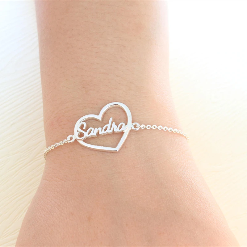 

Custom Oblique Heart Bracelet Femme Bileklik Stainless Steel Gold Chain Name Bracelet Men Personalized Jewelry Pulseras Mujer