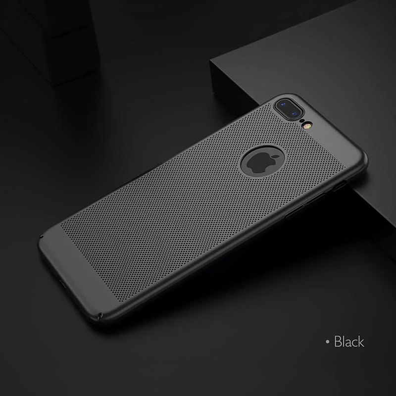 Black Теплоотвод чехол для iPhone XS XR MAX XR 7 8 Plus 6 6 S Plus 5 5S SE Жесткий ПК телефон дышащий ультра тонкий Coque Shell - Цвет: Black