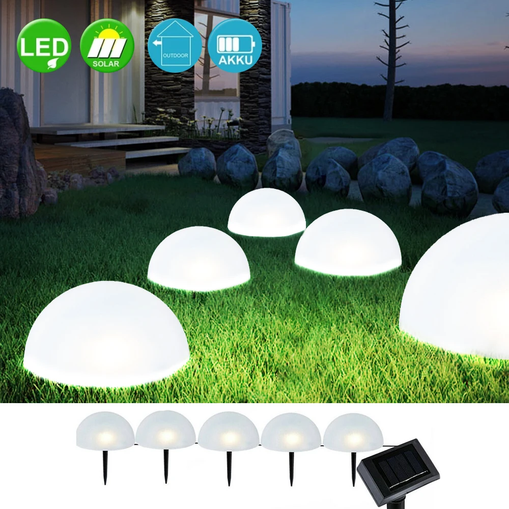 

5Pcs Solar Light Half Ball String Lights Insert Ground Waterproof IP44 Solar Landscape Lamp For Outdoor Path Lawn Yard Garden