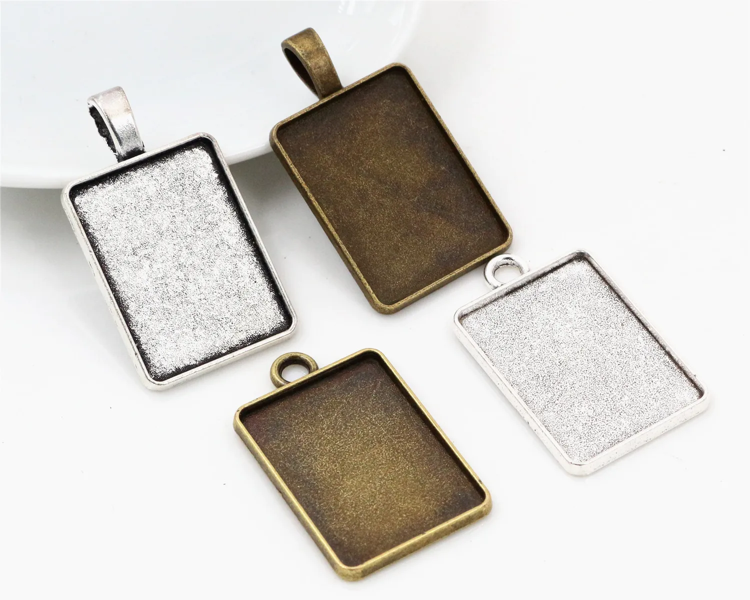 

New Fashion 6pcs 18x25mm Inner Size 4 Style Rectangle Cabochon Base Setting Charms Pendant,Fit 18*25mm Square Glass Cabochons