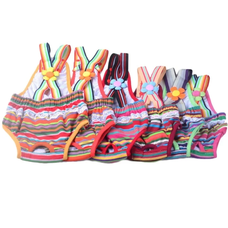 Pet Diaper Cotton Cute Dog Sanitary Bib Physiological Pants Cat Underwear Stripe Tighten Suspender Strap Jumpsuit Diapers Dogs