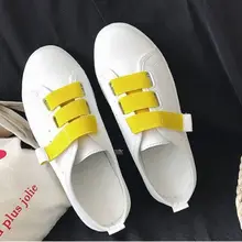 Onke корейская мода Женская прогулочная обувь Mujer Девушка Повседневная PU кожаный крючок& Loop крепеж Zapatos плоская обувь для отдыха