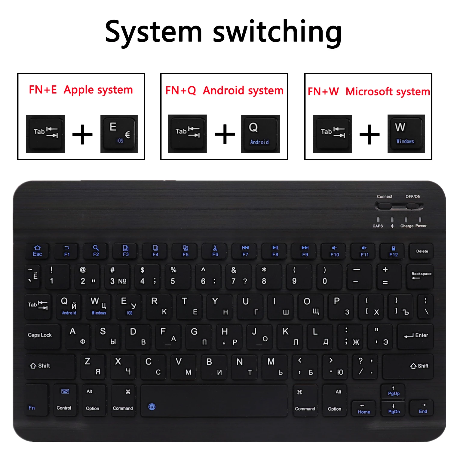 Ultra Slim Алюминий Беспроводной Bluetooth Русская клавиатура для IOS Android Tablet PC Windows iPad