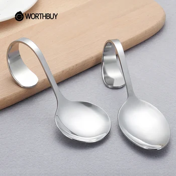 

WORTHBUY 2 Pcs/Set Creative Coffee Spoon Set Stainless Steel Tea Spoon With Hangable Long Handle Chinese Kitchen Coffee Scoops