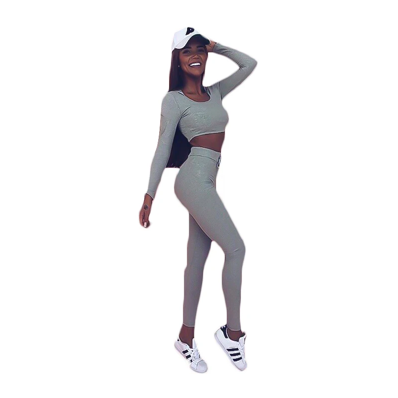 

New Womens Tracksuit Set Autumn and Winter Solid Color Shirt + Trousers Tight Suit Women Ensemble Sport Femme Velour Tracksuit