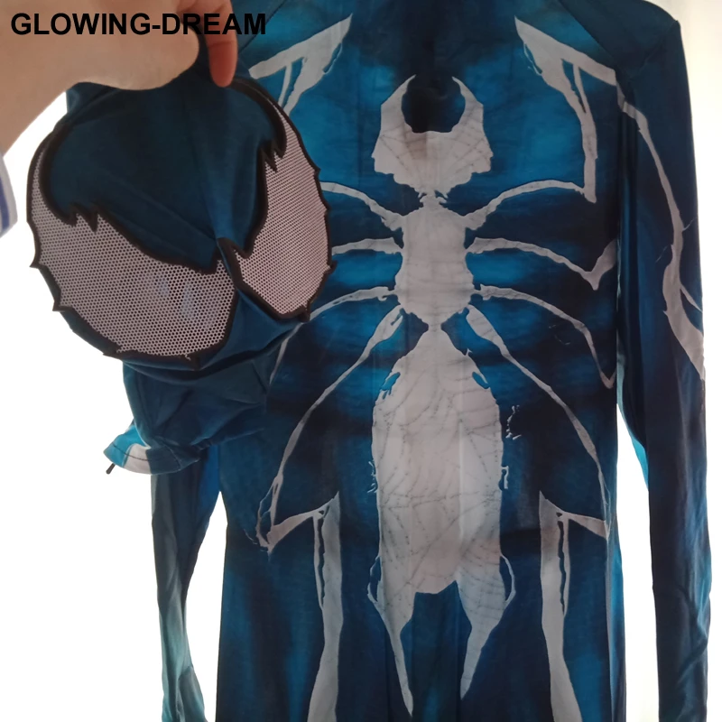 Высокое качество для 170 см мышечный оттенок костюм Venom синий яд косплэй костюм с обувь