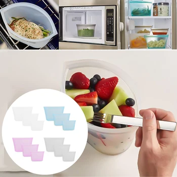 

3PCS Assorted Size Bowl Shape Foldable Reusable Zip Lock Silicone Food Preservation Storage Bags for Meat Snacks Fruits
