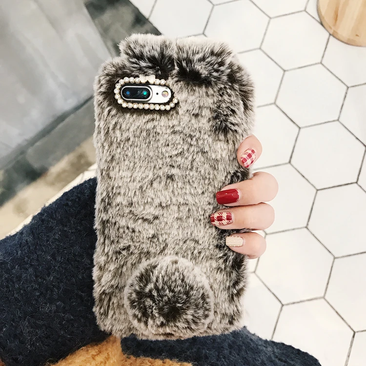 For-iPhone-7-Case-3D-Cute-Rabbit-Hairy-Warm-Fur-Bling-Rhinestone-Plush-Bunny-Cover-Case (5)