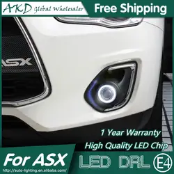 AKD автомобильный Стайлинг COB Angel Eye противотуманная фара для Mitsubishi ASX светодиодный DRL 2012-2015 дневные ходовые Противотуманные фары