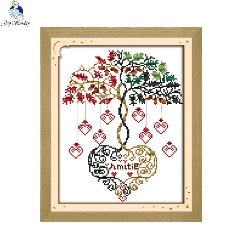 Joy Sunday концентрическое дерево Счетный DIY Вышивка крестом 11CT 14CT DMC ткань с принтом