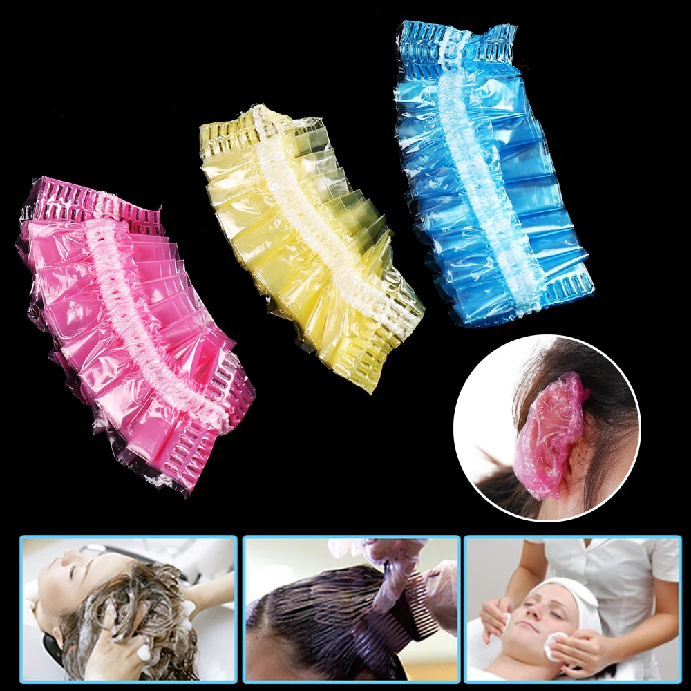 100pcs Salon Clear Ear Cover Ear Protection Hair Dye Hair Color Styling Tool Disposable 100pcs Salon Clear Ear Cover Ear Protection Hair Dye Hair Color Styling Tool Disposable