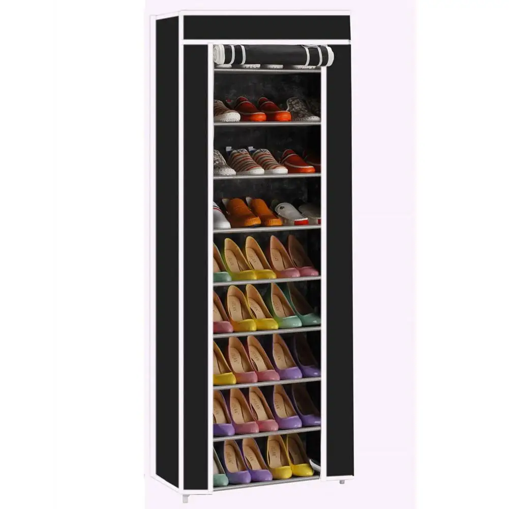 

Room-saving 10-Layers 9 Lattices Non-woven Fabric Shoe Rack Black Innovative Design Large Capacity Shoe Rack high quality