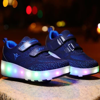 

Hot Sale Children Sneakers With 2 Wheels USB Charging Girls Boys Led Shoes Kids Sneakers With Wheels Roller Skate Shoes