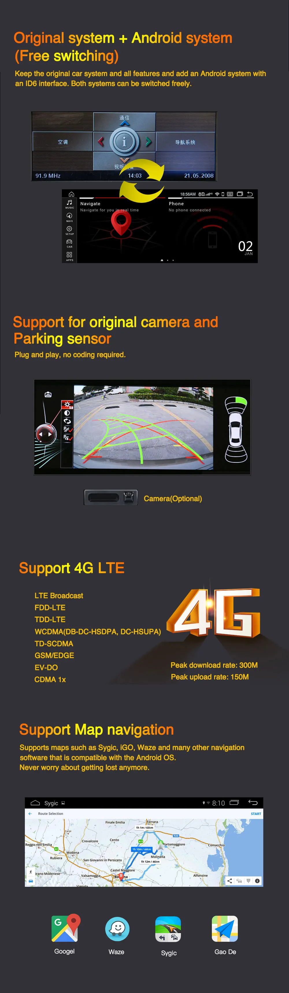 Perfect 8.8" Android 9.0 Qualcomm Octa Core Built-in 4G LTE Car Multimedia for BMW Series5 3 E90 E91 E92 E60 E61 E62 GPS Navigation 18