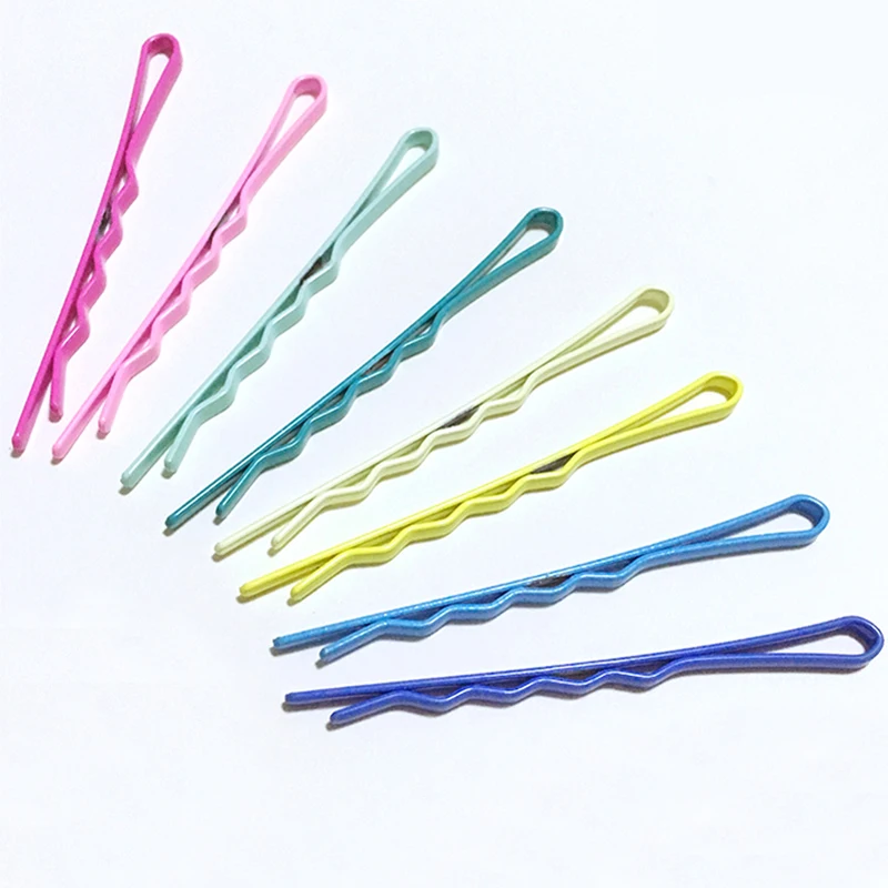 

Sale 10PCS/Set Hot Sale High Quality Metal Candy Color Waved Cute Barrette Hairpins Grips HairClips 10 Colors Wholesale
