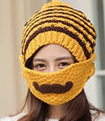 Теплый Мужская Зимняя Маска Hat Для женщин модные шапочки вязать шляпу шапочки для человека Лыжная маска плюс толстый бархат Invierno сомбреро de Punto - Цвет: Yellow