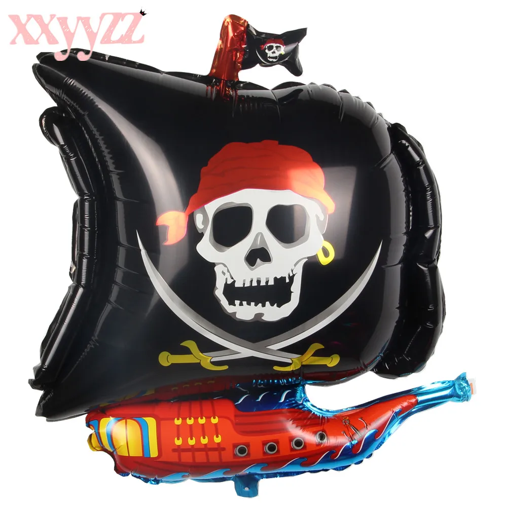 

XXYYZZ Halloween Pirate Ship Foil Balloons Children Birthday Cartoon Helium Ballons Inflatable Toys Wedding Decoration Party