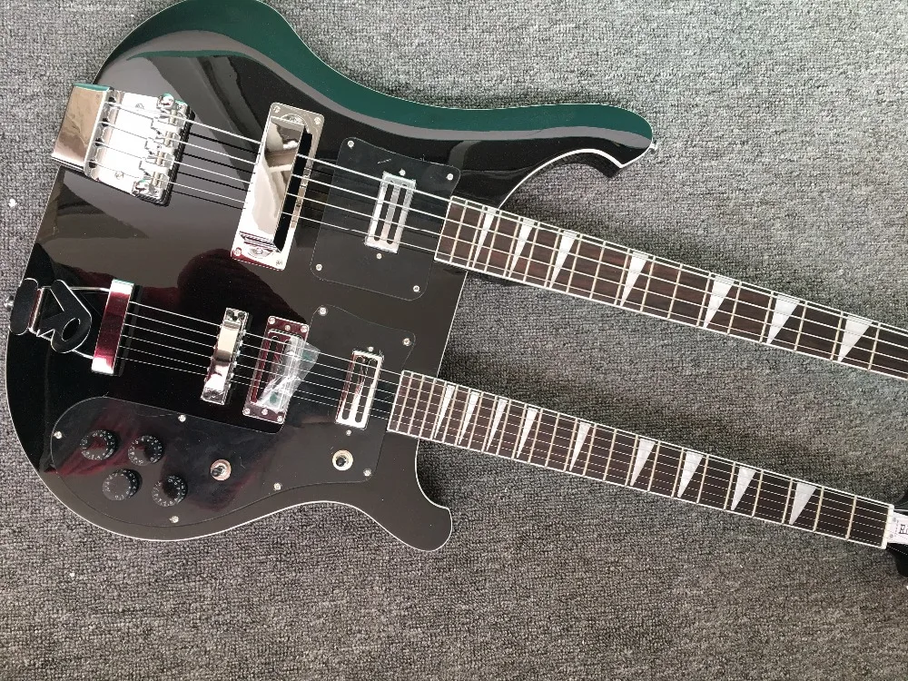 factory custom double neck Rickenback bass 4+6 string electric bass and guitars with rosewood fingerboard musical instument shop