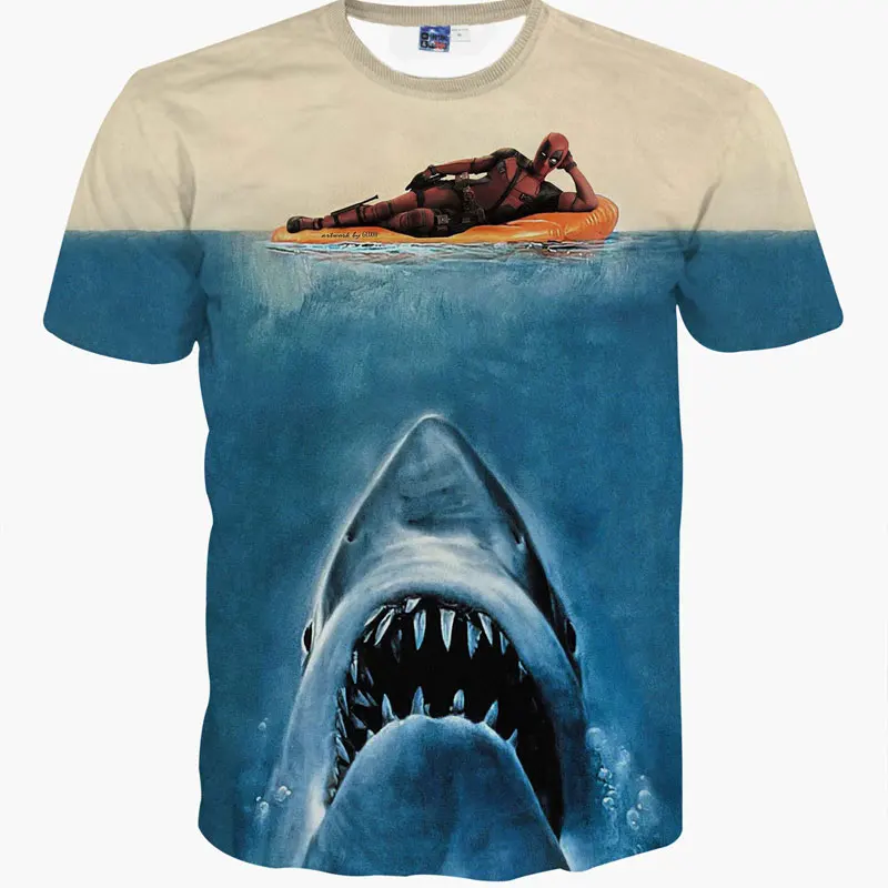 3d animal t shirt printed deadpool t-shirt with shark head blue animal t shirt unisex casual short sleeve top tee shirt homme 3d animal t shirt printed deadpool t-shirt with shark head blue animal t shirt unisex casual short sleeve top tee shirt homme