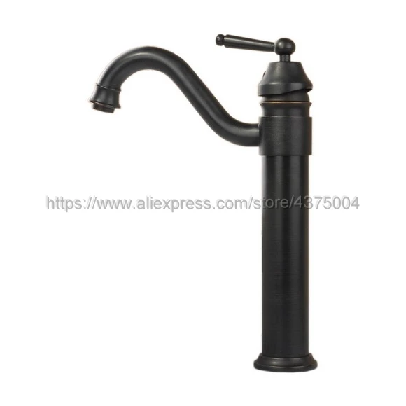 Bathroom Black Oil Rubbed Brass Basin Faucet Single Handle Bathroom Sink Faucet Cold and Hot Mixer Water Nhg019